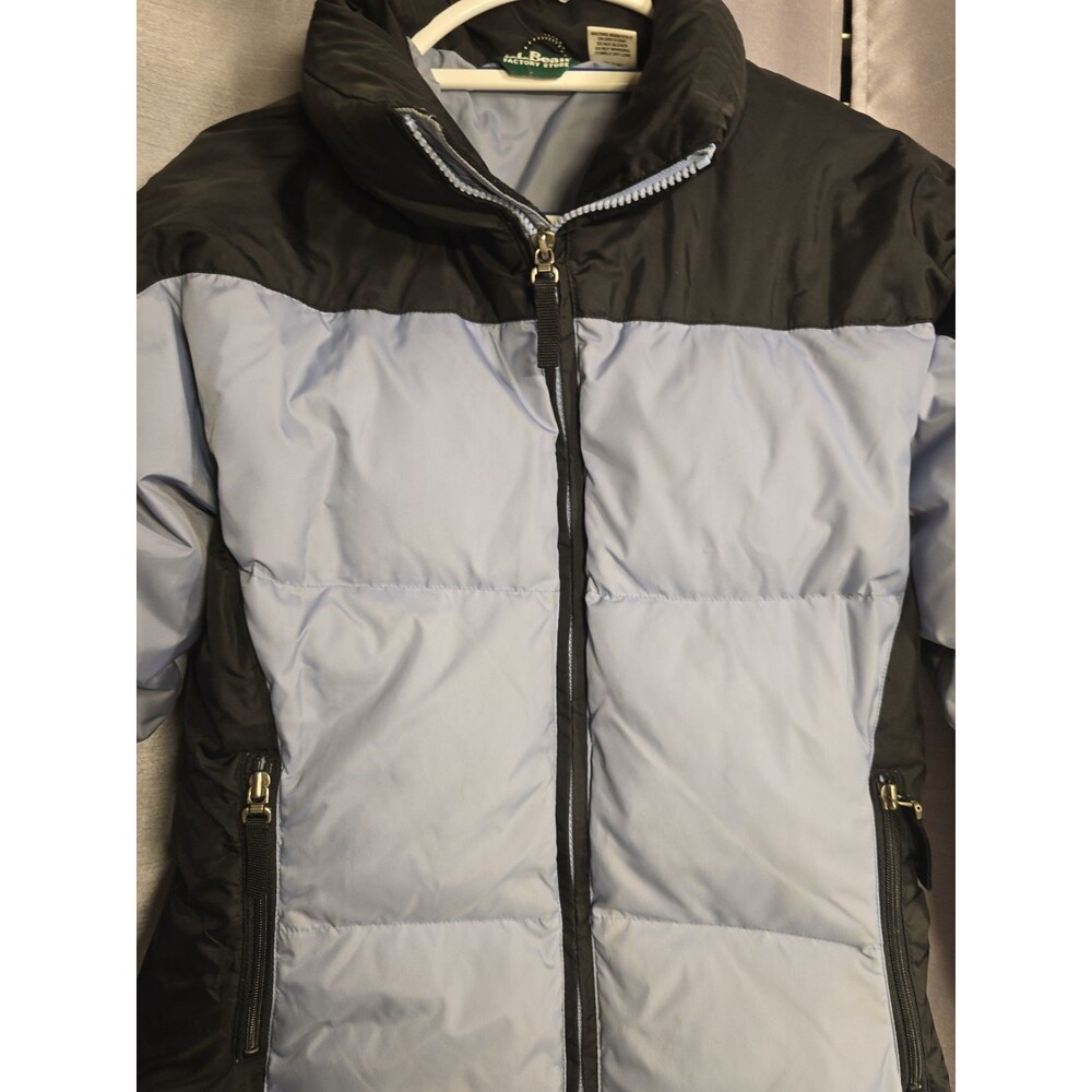 LL Bean Womens Black And Gray Goose Down Puffer Jacket Small Full Zip Quilted - Picture 6 of 8